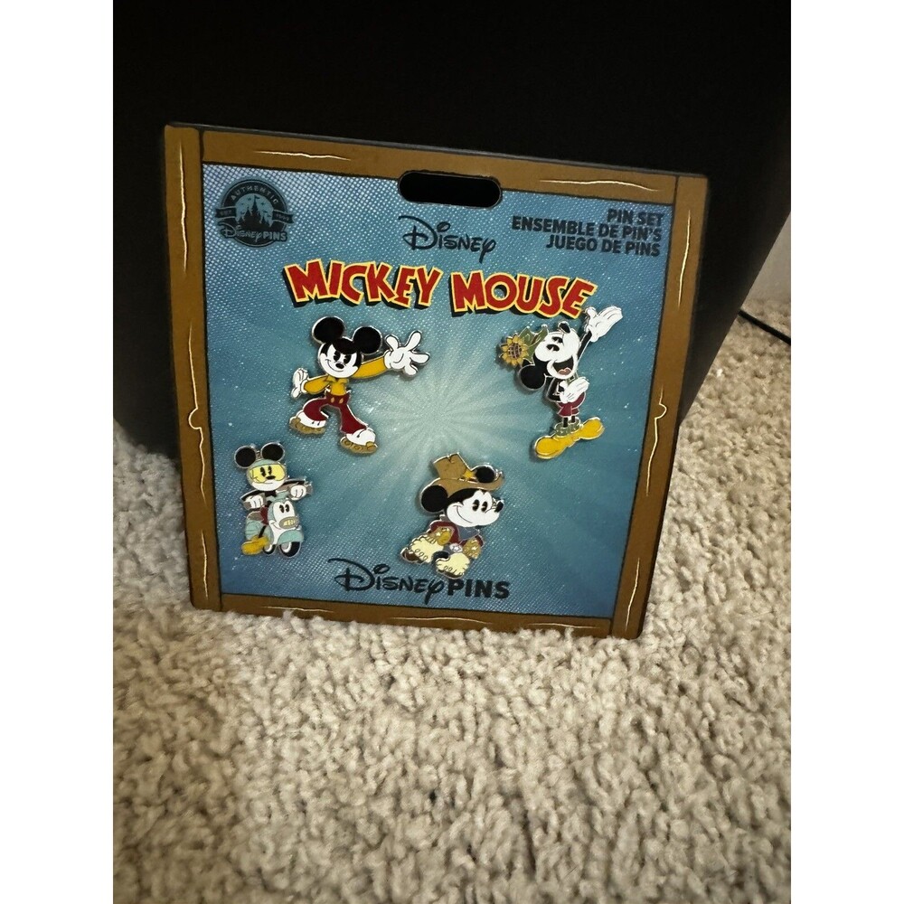 Disney Parks Mickey Mouse Shorts Booster Pin Set New Runaway Railway Road Lot 4